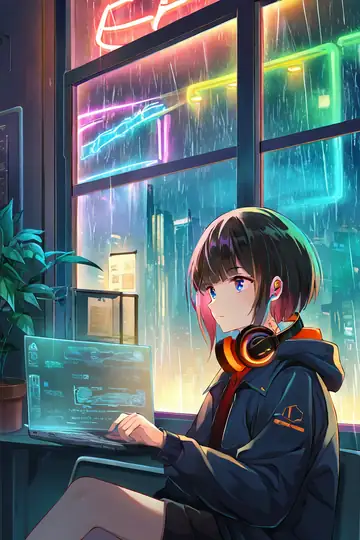 Cyberpunk Girl Neon Cafe lofi wallpaper cyberpunk girl neon cafe 1573256039