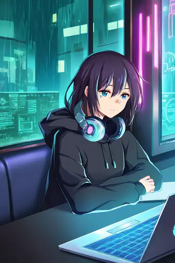 Cyberpunk Girl Neon Cafe lofi wallpaper cyberpunk girl neon cafe 1716286635