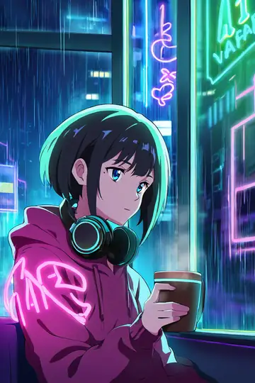 Cyberpunk Girl Neon Cafe lofi wallpaper cyberpunk girl neon cafe 1955830606
