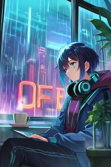 Cyberpunk Girl Neon Cafe lofi wallpaper cyberpunk girl neon cafe 2085633388