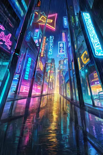Cyberpunk Neon Rain lofi wallpaper cyberpunk neon rain 0082719141