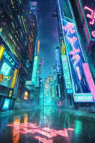 Cyberpunk Neon Rain lofi wallpaper cyberpunk neon rain 0287143933