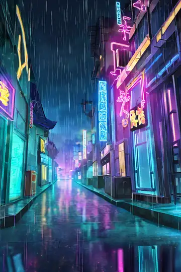 Cyberpunk Neon Rain lofi wallpaper cyberpunk neon rain 0437191973
