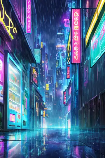 Cyberpunk Neon Rain lofi wallpaper cyberpunk neon rain 0456913751