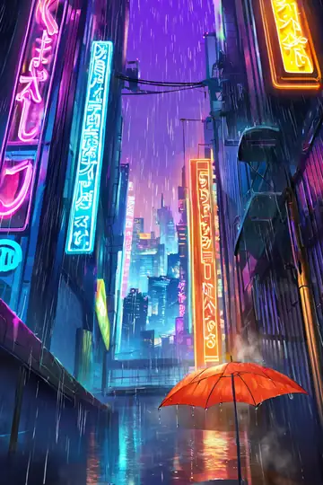 Cyberpunk Neon Rain lofi wallpaper cyberpunk neon rain 1303600489