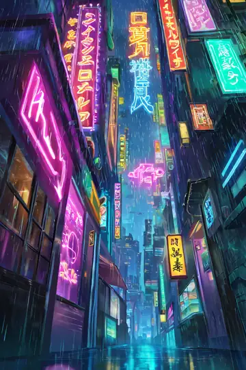 Cyberpunk Neon Rain lofi wallpaper cyberpunk neon rain 1993043433