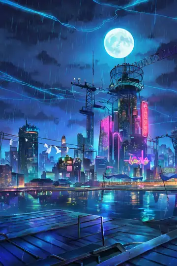 Cyberpunk Rooftop lofi wallpaper cyberpunk rooftop 0858306470