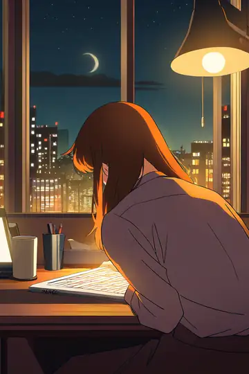 Girl Desk Night Lamp lofi wallpaper girl desk night lamp 0070770898