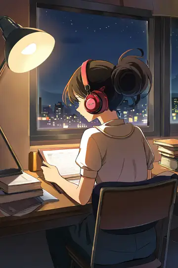 Girl Desk Night Lamp lofi wallpaper girl desk night lamp 0223060433