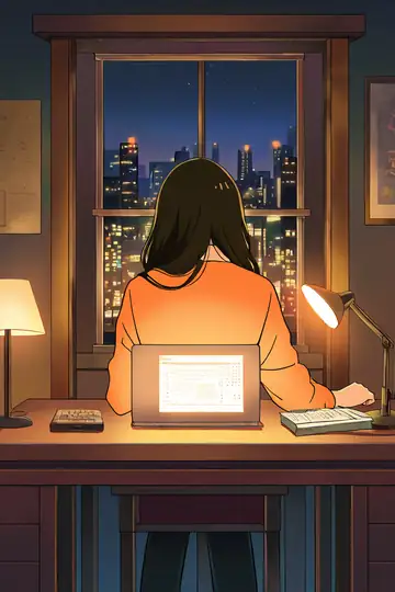 Girl Desk Night Lamp lofi wallpaper girl desk night lamp 0733251177