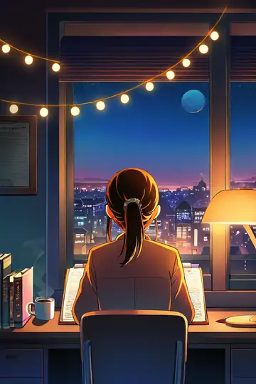 Girl Desk Night Lamp lofi wallpaper girl desk night lamp 1043464686