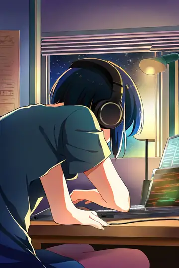 Girl Desk Night Lamp lofi wallpaper girl desk night lamp 1094672021