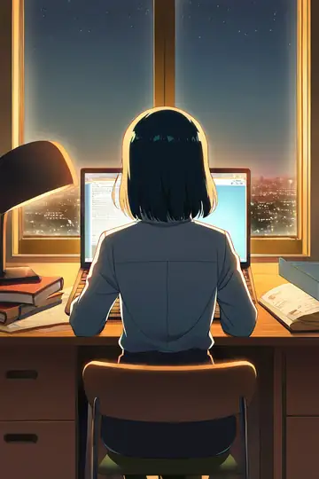 Girl Desk Night Lamp lofi wallpaper girl desk night lamp 1095133196