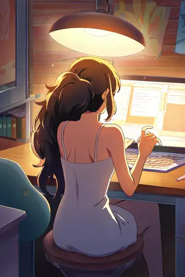 Girl Desk Night Lamp lofi wallpaper girl desk night lamp 1332249962