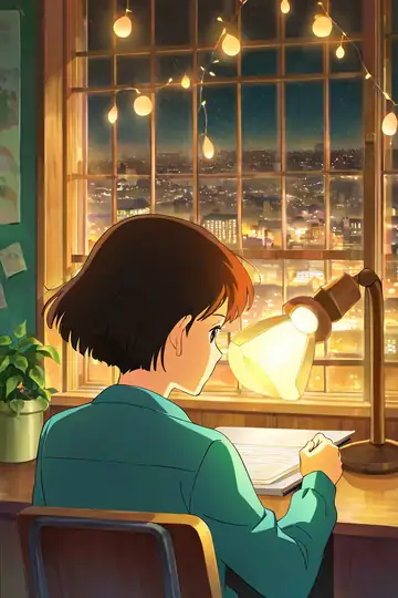 Girl Desk Night Lamp lofi wallpaper girl desk night lamp 1434793553