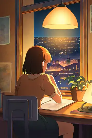 Girl Desk Night Lamp lofi wallpaper girl desk night lamp 1639194918