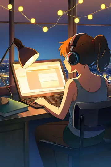 Girl Desk Night Lamp lofi wallpaper girl desk night lamp 1884689087