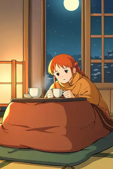 Girl Kotatsu Winter lofi wallpaper girl kotatsu winter 1407336764