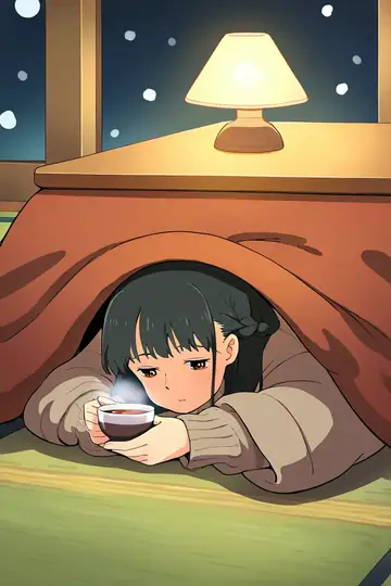 Girl Kotatsu Winter lofi wallpaper girl kotatsu winter 1593944453