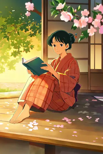 Girl Reading Engawa lofi wallpaper girl reading engawa 0235862455