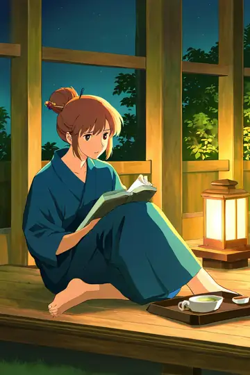 Girl Reading Engawa lofi wallpaper girl reading engawa 1462186392