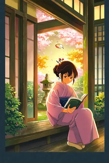 Girl Reading Engawa lofi wallpaper girl reading engawa 1904097330