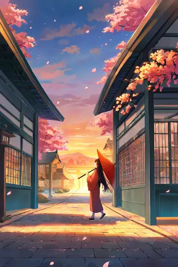 Girl Sakura Umbrella lofi wallpaper girl sakura umbrella 0011972659