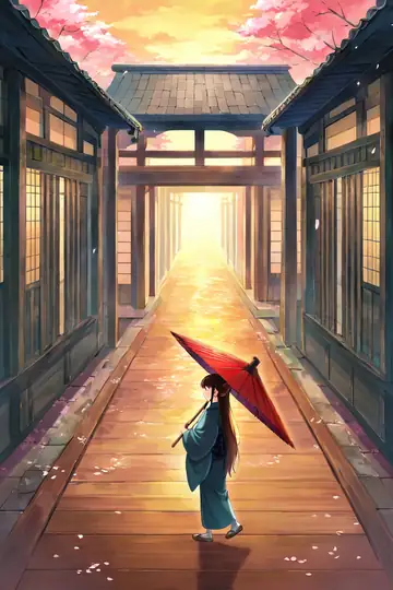 Girl Sakura Umbrella lofi wallpaper girl sakura umbrella 0117654851