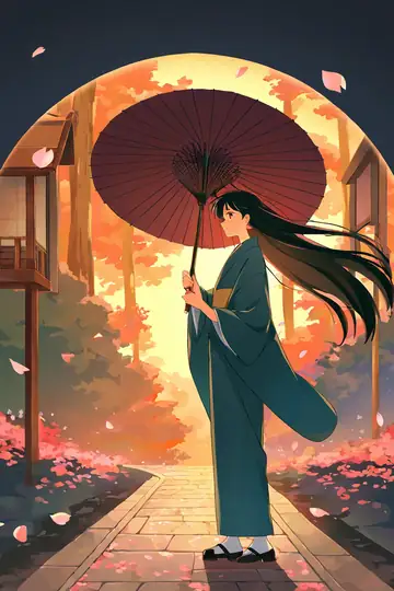 Girl Sakura Umbrella lofi wallpaper girl sakura umbrella 0199052904