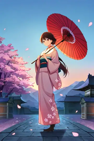 Girl Sakura Umbrella lofi wallpaper girl sakura umbrella 0746423668