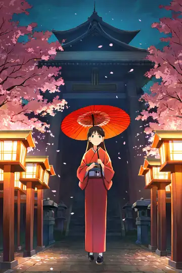Girl Sakura Umbrella lofi wallpaper girl sakura umbrella 0767410706
