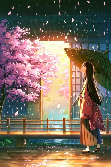 Girl Sakura Umbrella lofi wallpaper girl sakura umbrella 0779872143