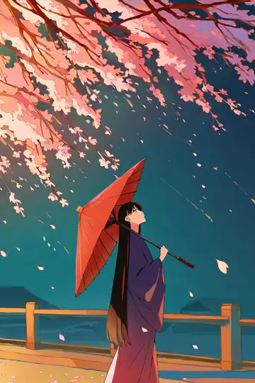 Girl Sakura Umbrella lofi wallpaper girl sakura umbrella 0917508272
