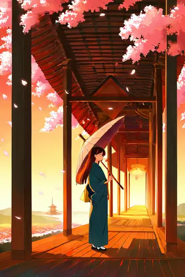 Girl Sakura Umbrella lofi wallpaper girl sakura umbrella 0954946572