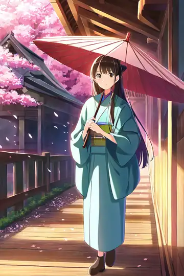 Girl Sakura Umbrella lofi wallpaper girl sakura umbrella 1297461436