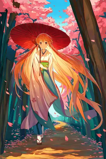 Girl Sakura Umbrella lofi wallpaper girl sakura umbrella 1757968532
