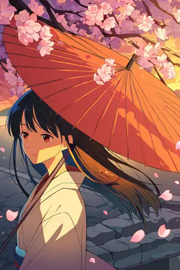Girl Sakura Umbrella lofi wallpaper girl sakura umbrella 1800391103