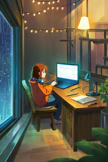 Girl Studying Rainy Window lofi wallpaper girl studying rainy window 0149921493