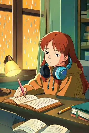 Girl Studying Rainy Window lofi wallpaper girl studying rainy window 0261696033