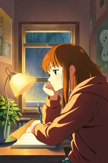 Girl Studying Rainy Window lofi wallpaper girl studying rainy window 0371706145