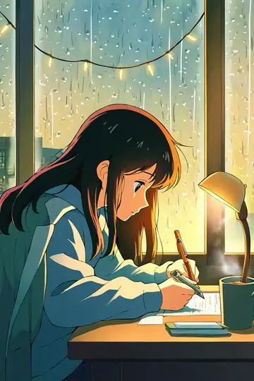 Girl Studying Rainy Window lofi wallpaper girl studying rainy window 0467053351