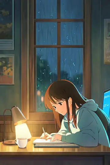 Girl Studying Rainy Window lofi wallpaper girl studying rainy window 0719970921