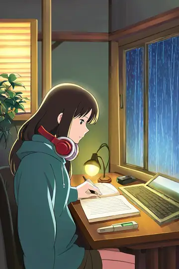 Girl Studying Rainy Window lofi wallpaper girl studying rainy window 1117937855