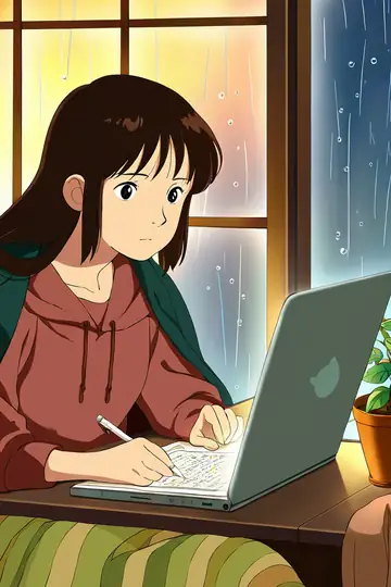 Girl Studying Rainy Window lofi wallpaper girl studying rainy window 1463550693