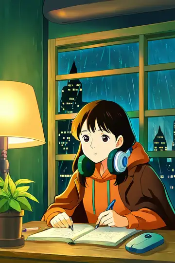 Girl Studying Rainy Window lofi wallpaper girl studying rainy window 1484437613