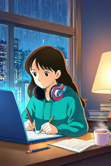 Girl Studying Rainy Window lofi wallpaper girl studying rainy window 2022887351