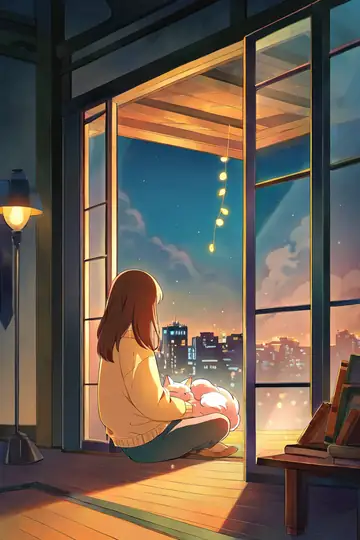 Girl With Cat Lamplight lofi wallpaper girl with cat lamplight 0217923777