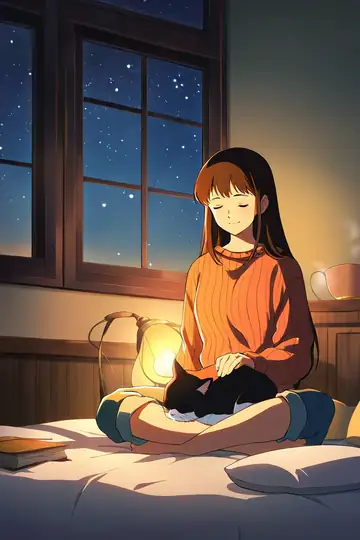 Girl With Cat Lamplight lofi wallpaper girl with cat lamplight 0866431546