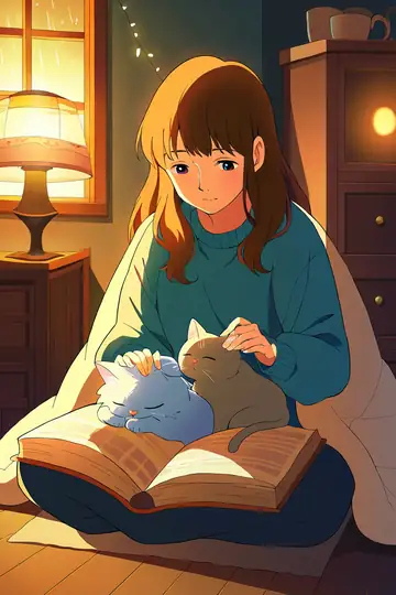 Girl With Cat Lamplight lofi wallpaper girl with cat lamplight 1787986114