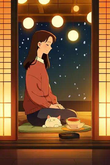 Girl With Cat Lamplight lofi wallpaper girl with cat lamplight 1883182376